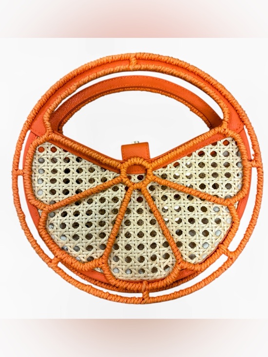 Source Unknown Handbags - Vintage Orange Citrus Slice Wicker Rattan Circular Novelty Bag